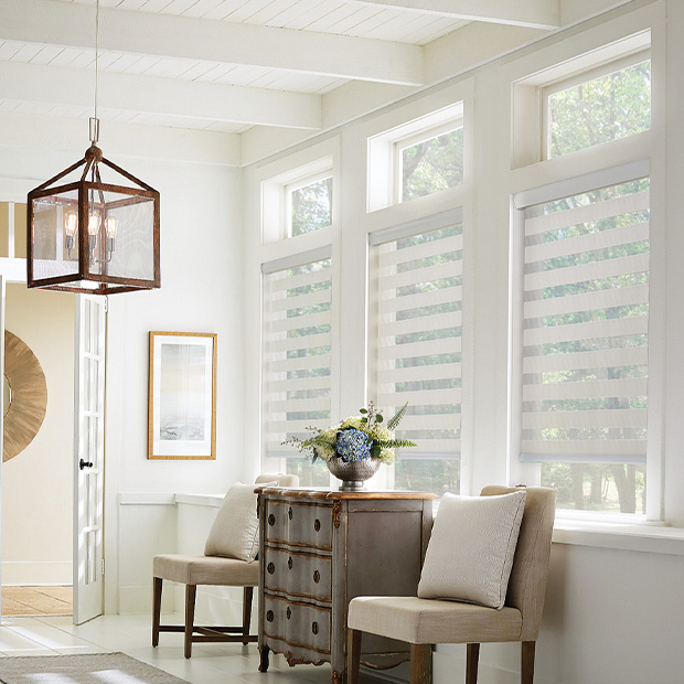 Transitional shades in a Denver living room