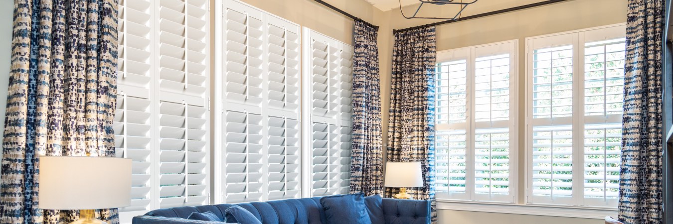 Interior shutters in Littleton living room