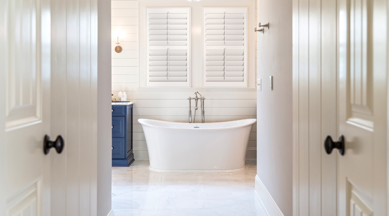 Plantation shutters in bathroom