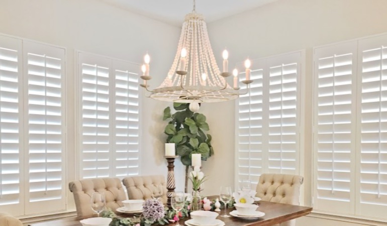 Polywood shutters in a Denver dining room.