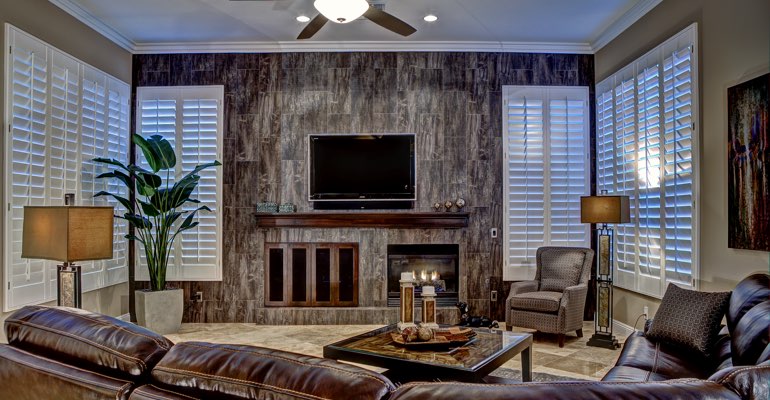 Denver living room with shutters