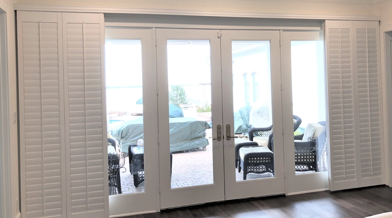 Bifold shutters on sliding glass doors