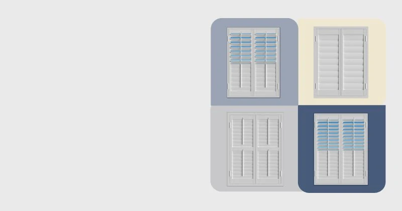graphic image of 4 variety of white polywood shutters