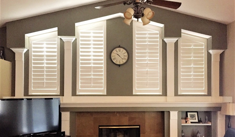 These Polywood shutters will be durable enough to last 10, 20 or even 30 years. Polywood Shutters in Family Room in Denver