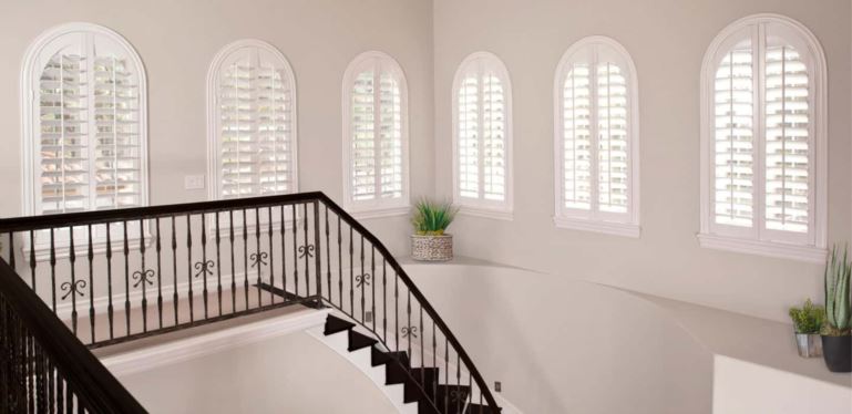 Custom-fitted window coverings completely cover your window and hang perfectly. Arched Plantation Shutters